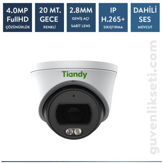 Tiandy TC-C34XP 4 MP SESLİ Color Maker Süper Starlight IP Dome Kamera